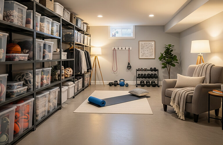 Clean garage with everything neat and organized